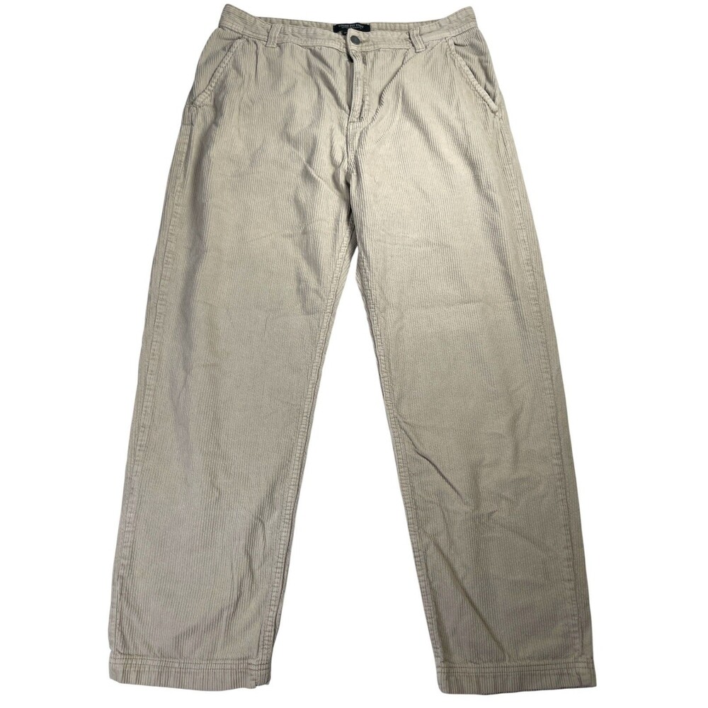 Cotton On Corduroy Pants Men's 36 Beige Cotton Slash Pockets Loose Fit High-Rise